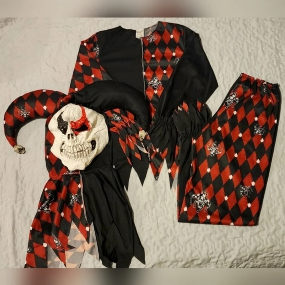 Kid's Spirit Halloween Sinister‎ Jester Costume - Size Large 10/12